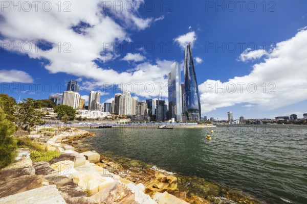 SYDNEY, AUSTRALIA, DECEMBER 03, 2023: The Barangaroo Reserve area and Nawi Cove near The Rocks in