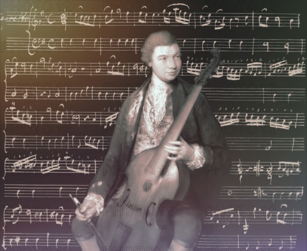 Carl Friedrich Abel, 1723? – 1787, German composer, digitally edited according to a painting by