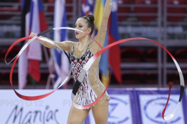 Sofia, Bulgaria - 6 May, 2017: Aja Jerman Bukavec from Slovenia performs during Rhythmic Gymnastics