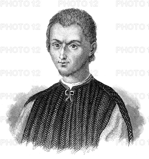 Portait of Niccolò di Bernardo dei Machiavelli, 1469 - 1527, an Italian politician, diplomat,