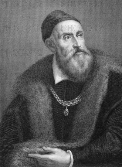 Titian (1473/1490-1576) on copper engraving from 1841. Italian painter, leader of 16th century