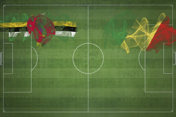 Dominica vs Congo Soccer Match, national colors, national flags, soccer field, football game,