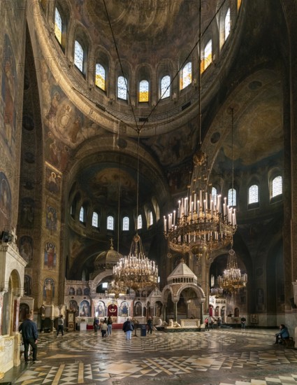 Sofia, Bulgaria, 30 October, 2022: interior view of the main hall of the Alexander Nevsky
