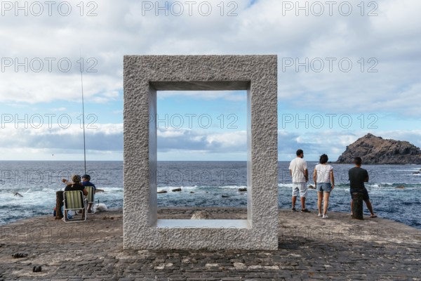 Garachico, Spain, August 2, 2021: Tensei Tenmoku minimalst monument in the old port of Garachico in