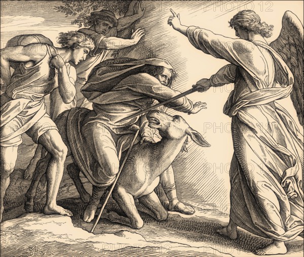Balaam and the angel, Balaam's Donkey, Old Testament, by Julius Schnorr von Carolsfeld, 1860