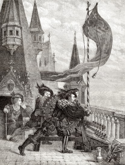 Lärmen mit Ratschen, traditioneller katholischer Osterbrauch, Nürnberger Burg, Bayern, Deutschland,