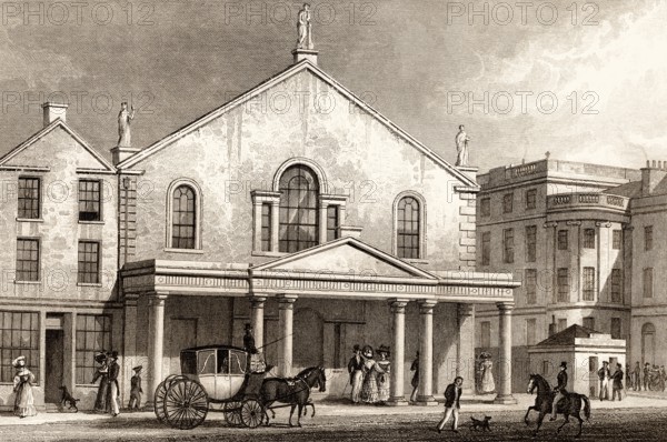 The old Theatre Royal on Princes Street in 1829, Edinburgh, Scotland, 19th century, from Modern