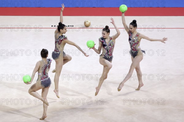Sofia, Bulgaria - 26 March, 2021: Team Turkey perform during the 5 Balls group qualifications at