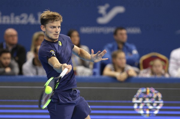 Sofia, Bulgaria - February 11, 2017: David Goffin from Belgium (pictured) plays against Roberto