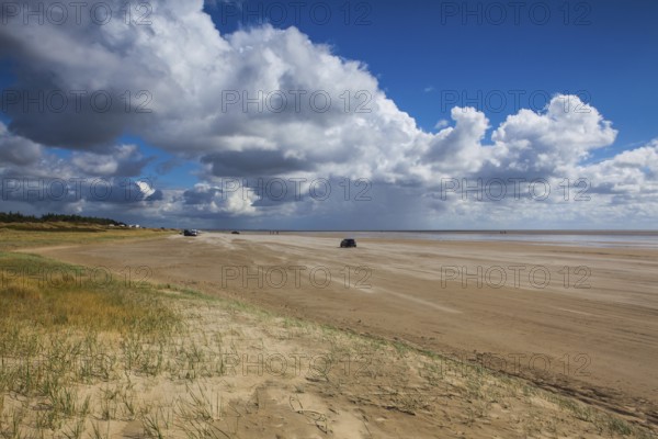 On the amazing Sonderstrand beach on the Romo peninsula, Jutland, Denmark. Scenery after heavy rain