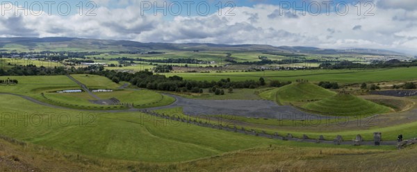A panorama view of the Sun Amphitheatre and the North-South Line in the Crawick Multiverse in