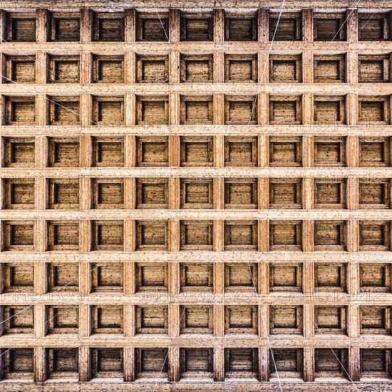 Trier, Rhineland-Palatinate, Germany, 04 15 2019, Abstract square patterns of the ceiling of the