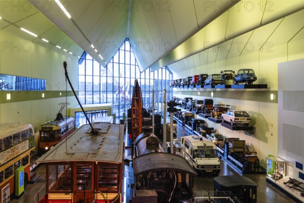 Glasgow, UK, December 6, 2023: Interior view of Riverside Museum by Zaha Hadid Architect in the
