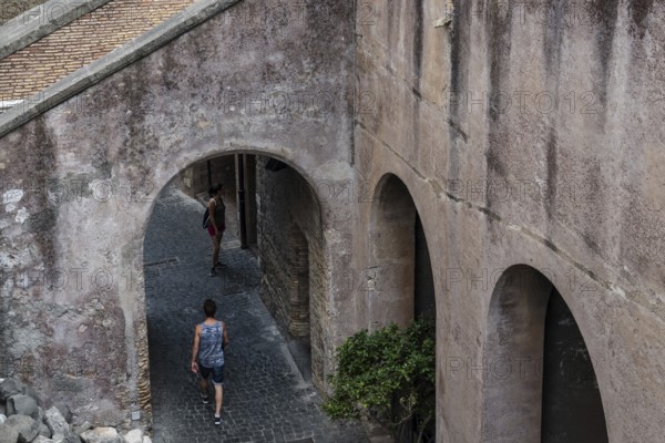 Rome, Italy, August 19, 2016: Tourists in Castel Sant Angelo. The Mausoleum of Hadrian, usually