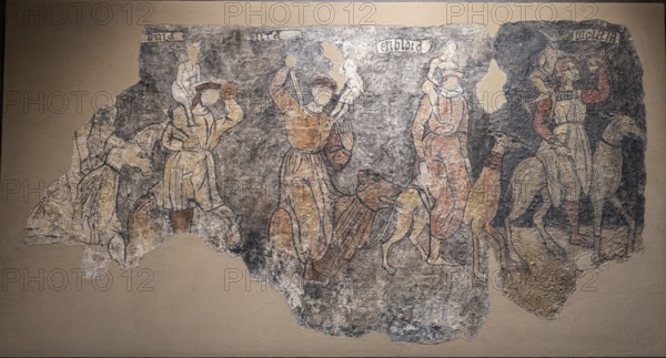 Seven deadly sins, Sieso wall paintings, 16th century, fresco torn off and transferred to canvas,