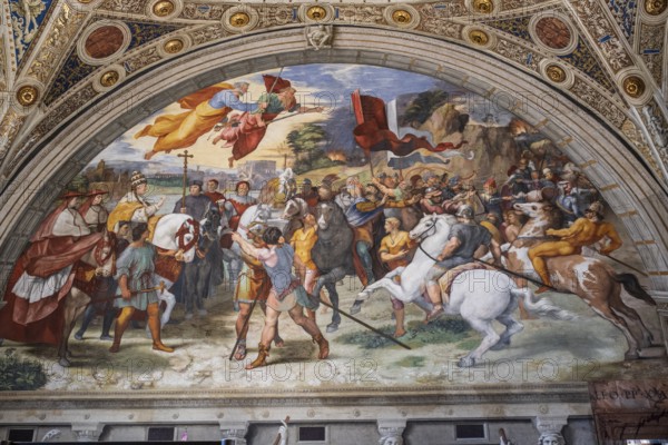 Meeting of Pope Leo the Great with Attila Fresco executed in 1513-1514, Musei Vaticani, State of