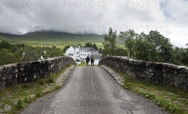 Unrecognised people walking at the bridge of orchy in Argyll and Bute in the central highlands of