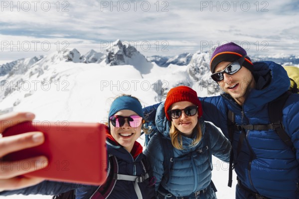 Mountaineer backcountry ski touring in the mountains. Ski touring in high alpine landscape with