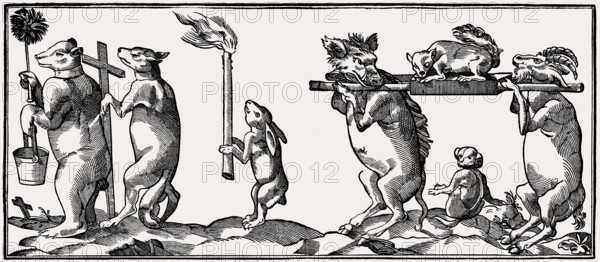 Satirical relief of the misguided priests from the Strasbourg Cathedral, animal parody, Alsace,