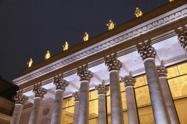 Theatre Graslin opera house in the evening, Nantes, Loire-Atlantique department, Pays de la Loire