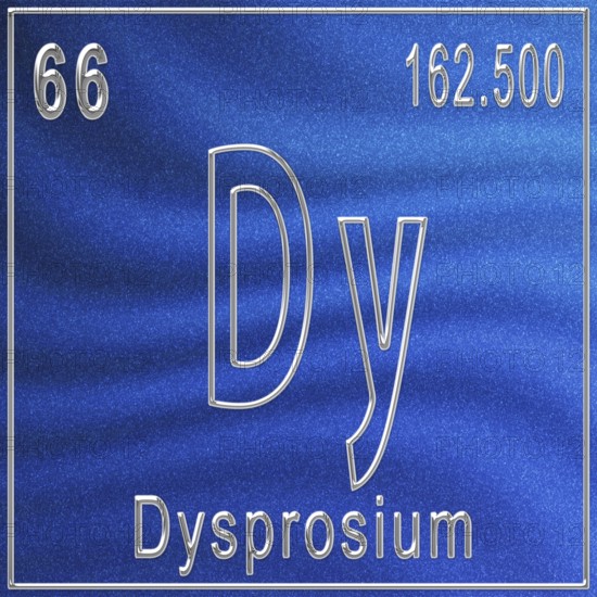 Dysprosium chemical element, Sign with atomic number and atomic weight, Periodic Table Element