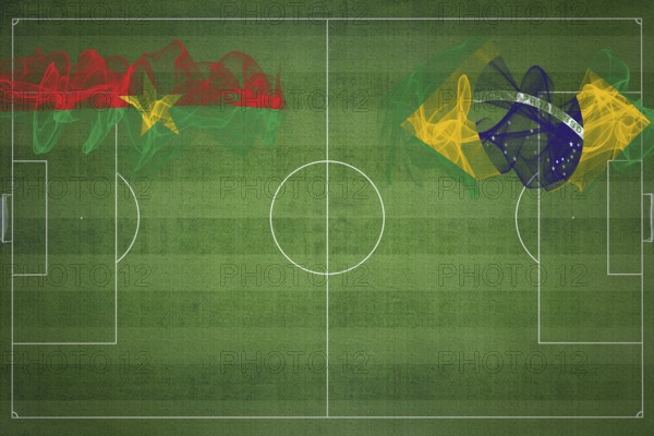 Burkina Faso vs Brazil Soccer Match, national colors, national flags, soccer field, football game,