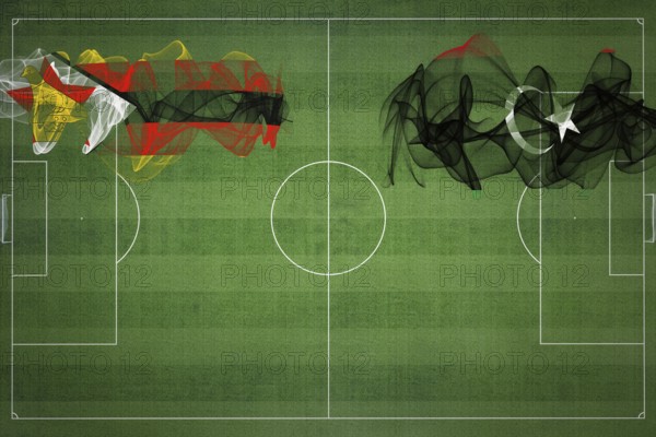 Zimbabwe vs Libya Soccer Match, national colors, national flags, soccer field, football game,