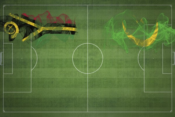 Vanuatu vs Mauritania Soccer Match, national colors, national flags, soccer field, football game,