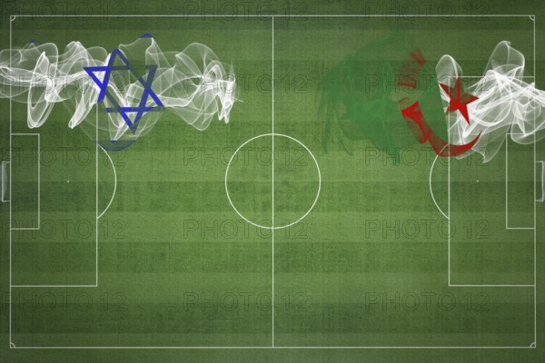 Israel vs Algeria Soccer Match, national colors, national flags, soccer field, football game,