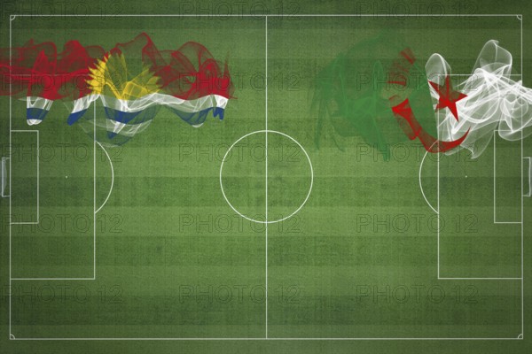 Kiribati vs Algeria Soccer Match, national colors, national flags, soccer field, football game,