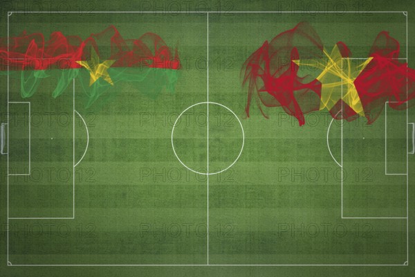 Burkina Faso vs Vietnam Soccer Match, national colors, national flags, soccer field, football game,