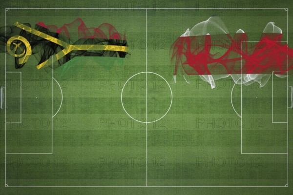 Vanuatu vs Costa Rica Soccer Match, national colors, national flags, soccer field, football game,