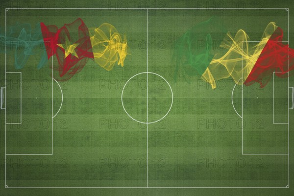 Cameroon vs Congo Soccer Match, national colors, national flags, soccer field, football game,