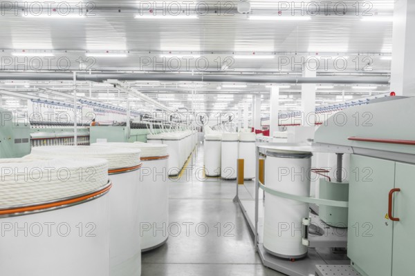Machinery and equipment in the workshop for the production of thread, overview. interior of