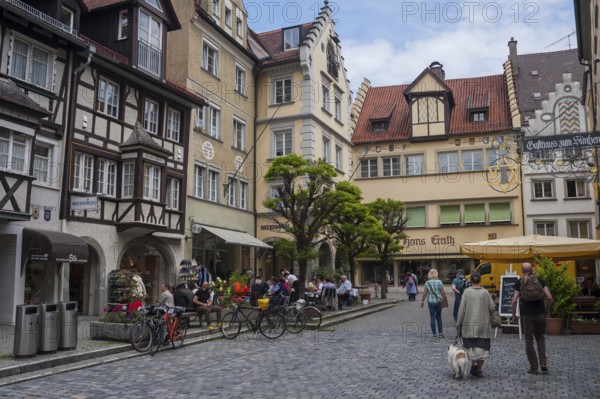 02.06.2016, Lindau, Germany, Europe, People stroll through the pedestrian zone in the old town of