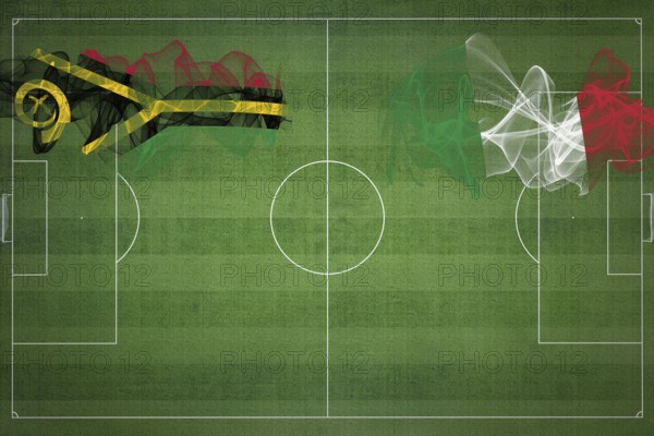 Vanuatu vs Italy Soccer Match, national colors, national flags, soccer field, football game,