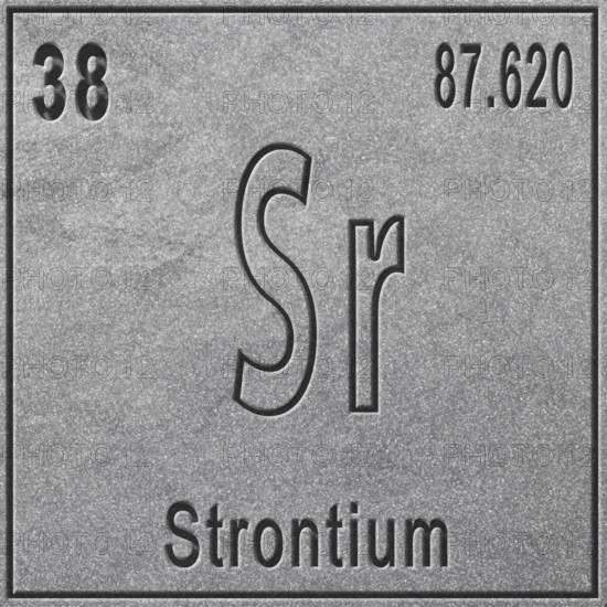 Strontium chemical element, Sign with atomic number and atomic weight, Periodic Table Element,