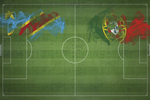 Democratic Republic of Congo vs Portugal Soccer Match, national colors, national flags, soccer