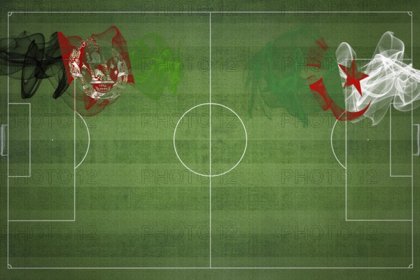 Afghanistan vs Algeria Soccer Match, national colors, national flags, soccer field, football game,
