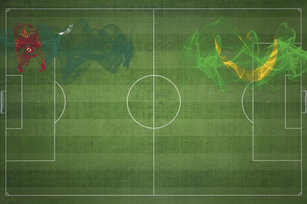 Turkmenistan vs Mauritania Soccer Match, national colors, national flags, soccer field, football