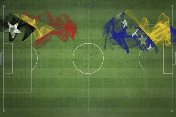 East Timor vs Bosnia and Herzegovina Soccer Match, national colors, national flags, soccer field,