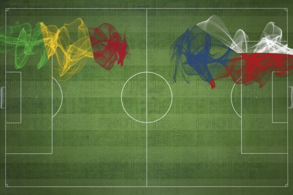 Mali vs Czech Republic Soccer Match, national colors, national flags, soccer field, football game,