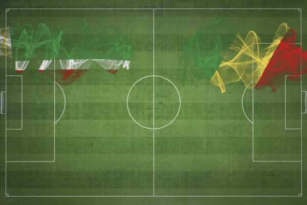 Chechnya vs Congo Soccer Match, national colors, national flags, soccer field, football game,