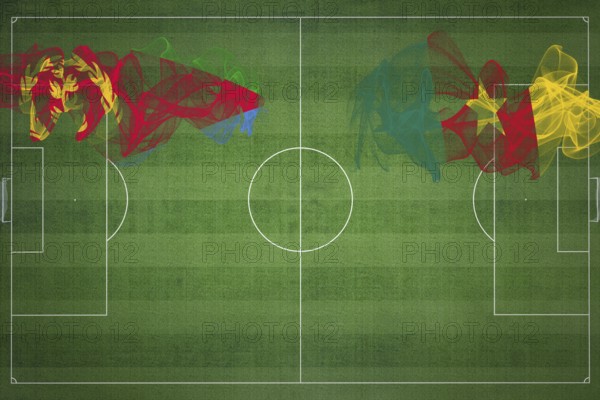Eritrea vs Cameroon Soccer Match, national colors, national flags, soccer field, football game,