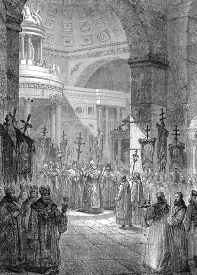 Photios I, c.? 810 – c.?893, the Ecumenical Patriarch of Constantinople, at the Hagia Sophia,