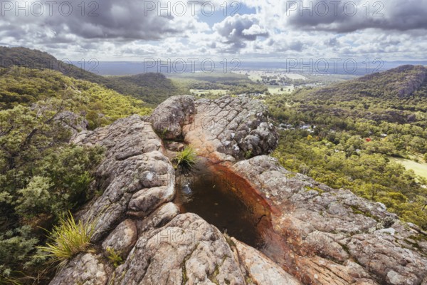 Iconic views from Chatauqua Peak over Halls Gap and surrounds on a warm autumn sunny day in
