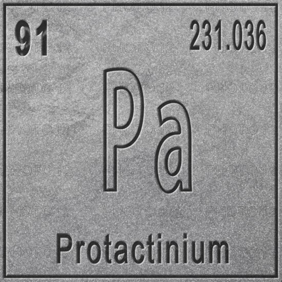 Protactinium chemical element, Sign with atomic number and atomic weight, Periodic Table Element,