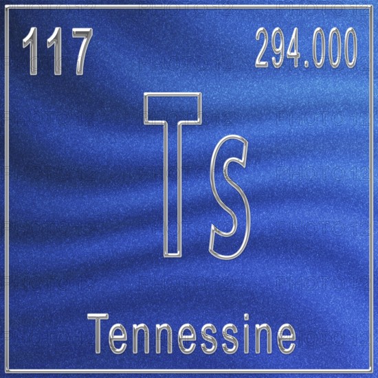 Tennessine chemical element, Sign with atomic number and atomic weight, Periodic Table Element