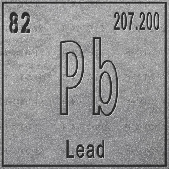 Lead chemical element, Sign with atomic number and atomic weight, Periodic Table Element, silver