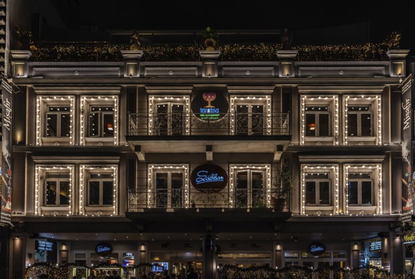 Athens Old Town, Attica, Greece, 12 28 2019, View over the facade of the Taratsa Roofgarden Sabas